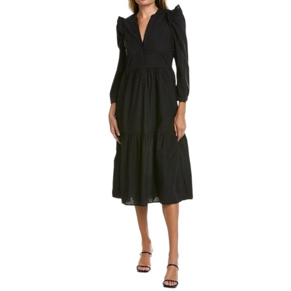 Nation LTD Dalia Victorian Midi Tiered Dress Long Sleeve Ruffle Romantic - Picture 1 of 14